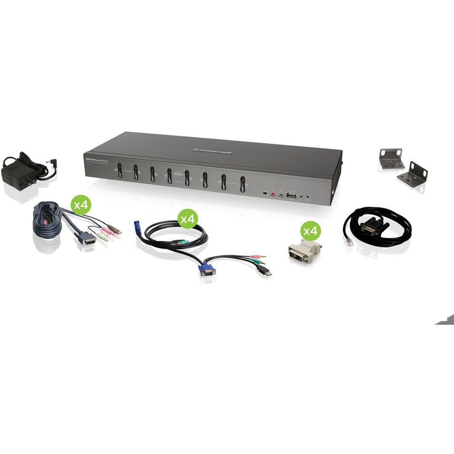 IOGEAR 8-Port Dual Link DVI KVMP Switch KIT with VGA Support GCS1208KIT2