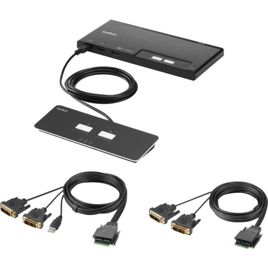 Belkin 2-Port Dual Head DVI Modular Secure KVM Switch PP4.0 W/ Remote F1DN202MOD-DD-4