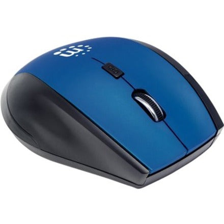 Manhattan Curve Wireless Mouse, Blue/Black, Adjustable DPI (800, 1200 or 1600dpi), 2.4Ghz (up to 10m), USB, Optical, Five Button with Scroll Wheel, USB micro receiver, 2x AAA batteries (included), Low friction base, Three Year Warranty, Blister 179294