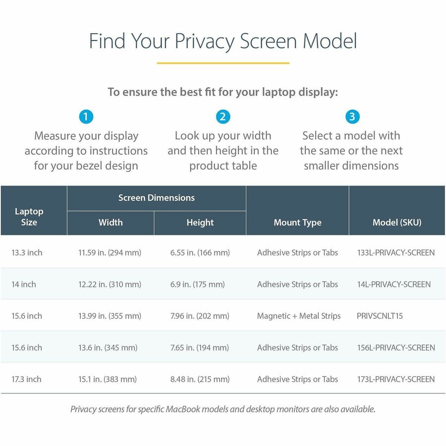 StarTech.com 17.3-inch 16:9 Laptop Privacy Filter, Anti-Glare Privacy Screen w/51% Blue Light Reduction, +/- 30° View Angle, Matte/Glossy 173L-PRIVACY-SCREEN