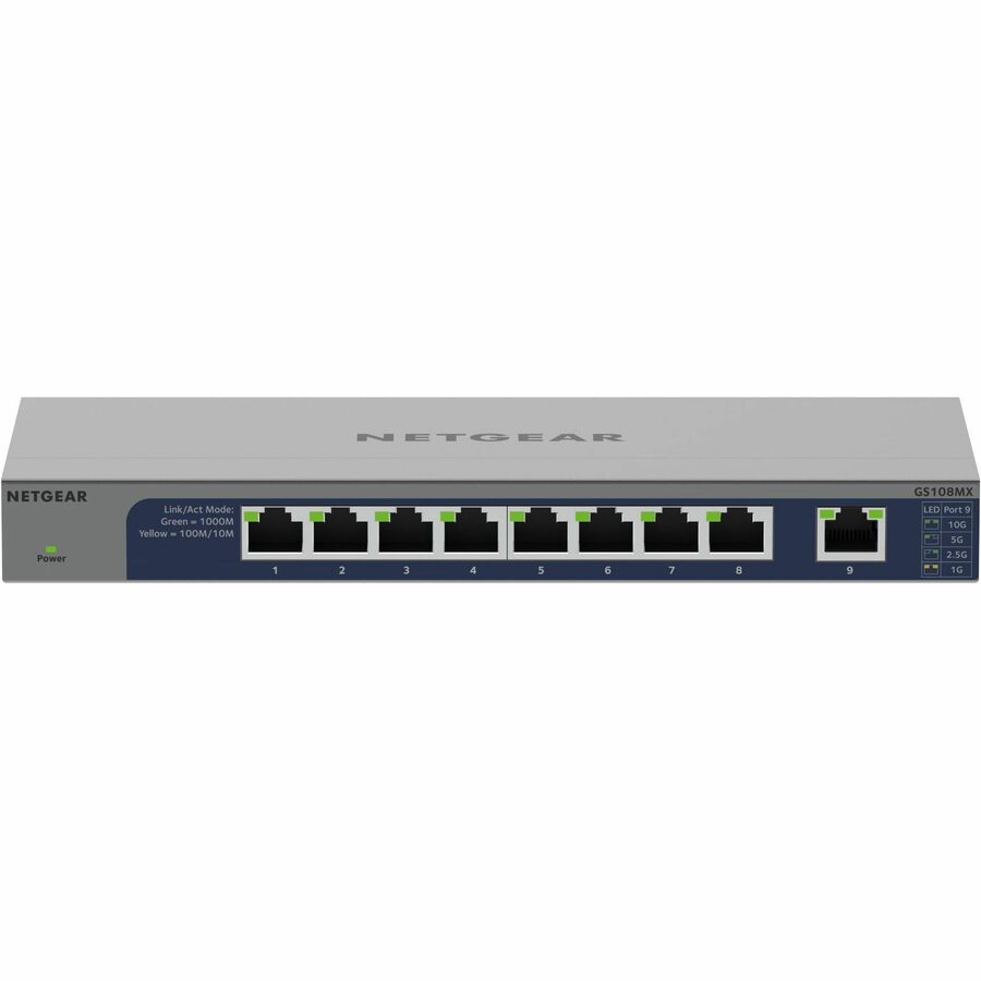 Netgear 8-Port Gigabit Ethernet Unmanaged Switch with 1 Dedicated 10G/Multi-Gig Port GS108MX-100NAS