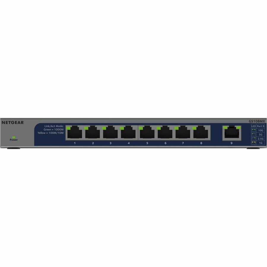Netgear 8-Port Gigabit Ethernet Unmanaged Switch with 1 Dedicated 10G/Multi-Gig Port GS108MX-100NAS