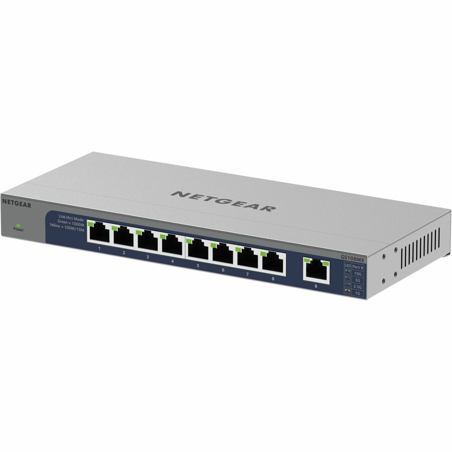 Netgear 8-Port Gigabit Ethernet Unmanaged Switch with 1 Dedicated 10G/Multi-Gig Port GS108MX-100NAS
