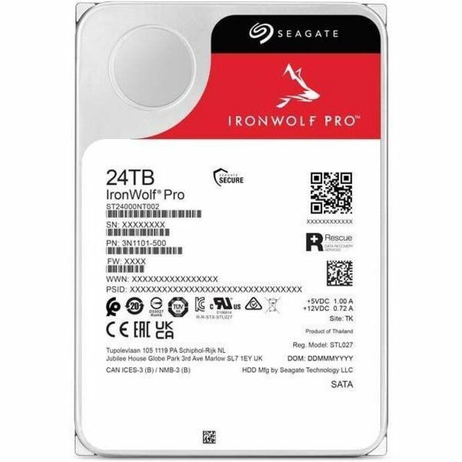 Seagate IronWolf Pro ST24000NT002 24 TB Hard Drive - 3.5" Internal - SATA (SATA/600) - Conventional Magnetic Recording (CMR) Method ST24000NT002