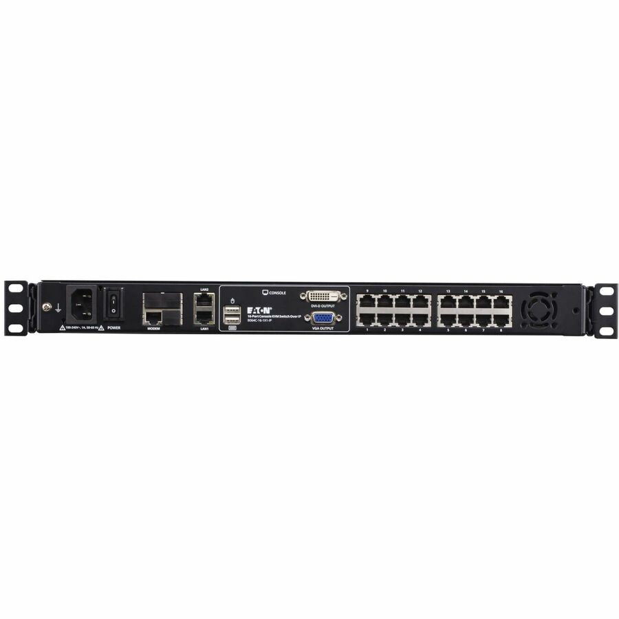 Tripp Lite by Eaton 16-Port Cat5 KVM over IP Switch - Virtual Media, 19 in. LCD, 1 Remote/1 Local User, 1U Rack-Mount, TAA B064C-16-1X1-IP