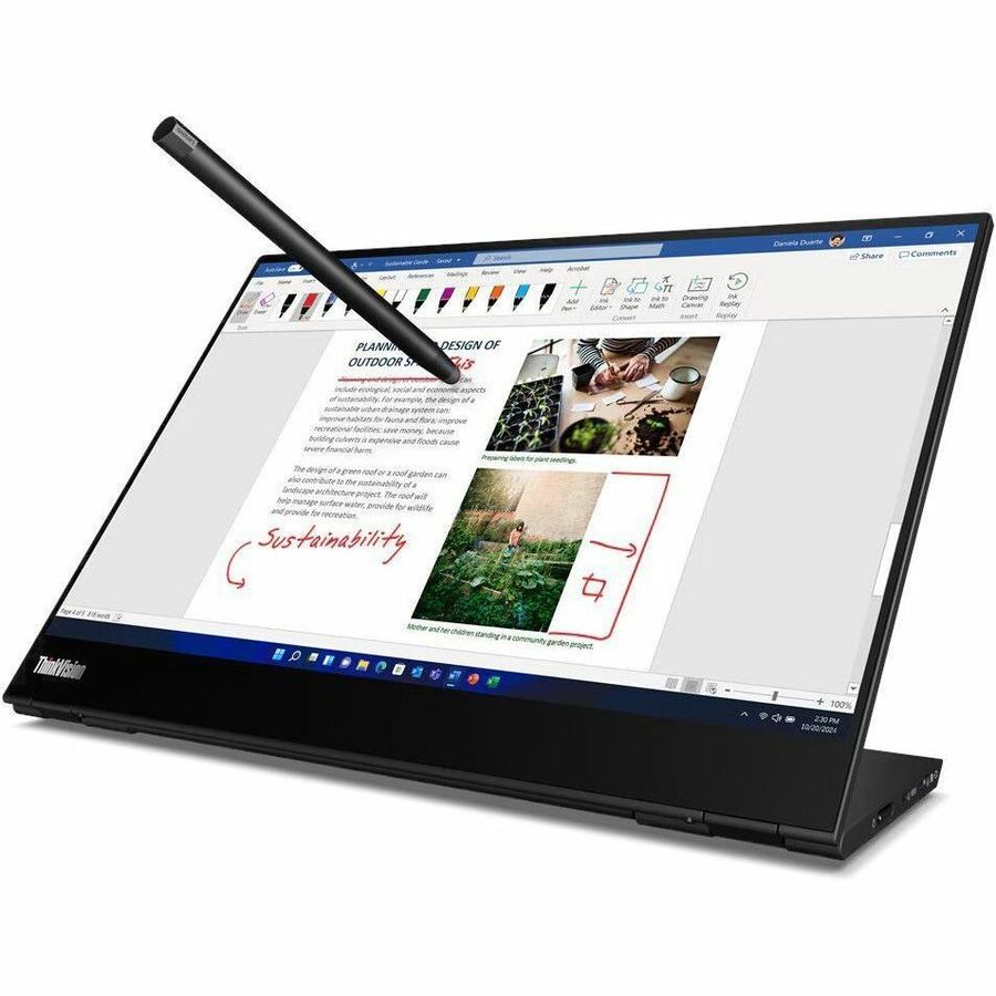 Lenovo ThinkVision M14t 14" (355.60 mm) Class LED Touchscreen Monitor - 16:10 - 6 ms 63FDUAR6US