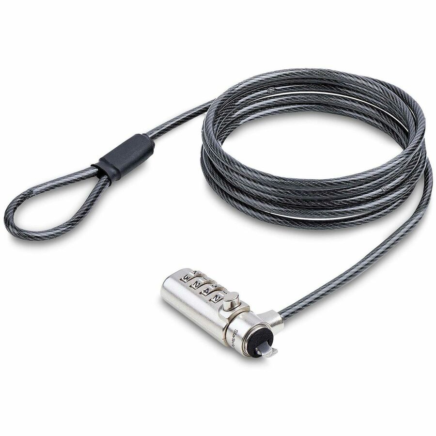 StarTech.com Slim Lock Noble Wedge® Slot Compatible, 6.6ft (2m) Combination Locking Cable, Desk Anti-Theft Security For Laptop/Notebook SNBLC4D-LAPTOP-LOCK