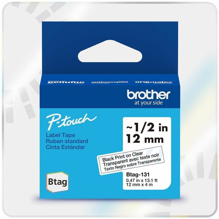 Brother P-touch BTAG-131 Black on Clear Label Tape BTAG131