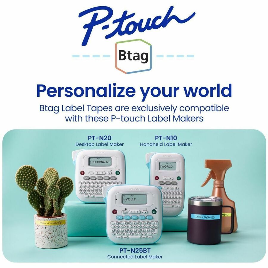 Brother P-touch BTAG-233 Blue on White Label Tape BTAG233