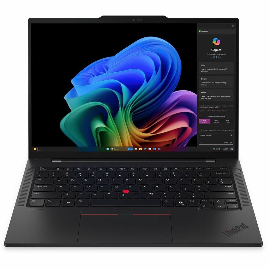 Lenovo ThinkPad T14s Gen 6 21N1002DCA 14" (355.60 mm) Copilot+ PC Notebook - WUXGA - Qualcomm Snapdragon X1P-42-100 - 16 GB - 512 GB SSD - French Keyboard - Black 21N1002DCA