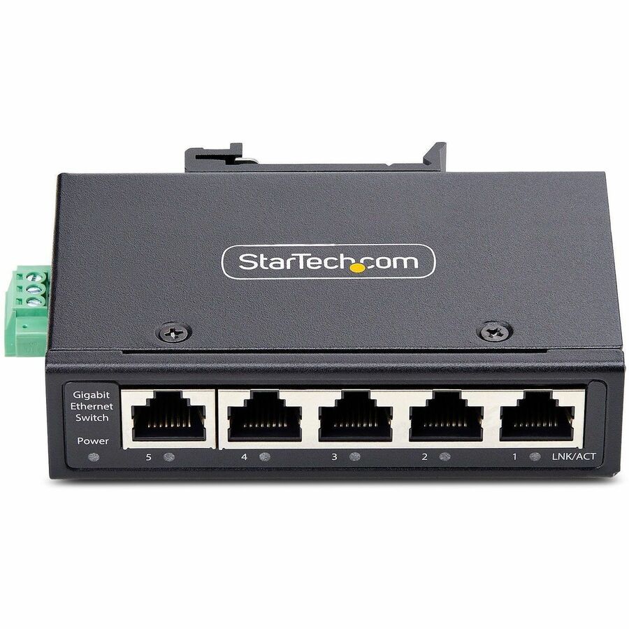 StarTech.com 5-Port Unmanaged Industrial Network Switch, 10/100/1000 Ethernet, DIN Rail/Wall-Mount, IP30 Rated, -40F-167F, 9~60V DC, TAA I51G-ETHERNET-SWITCH