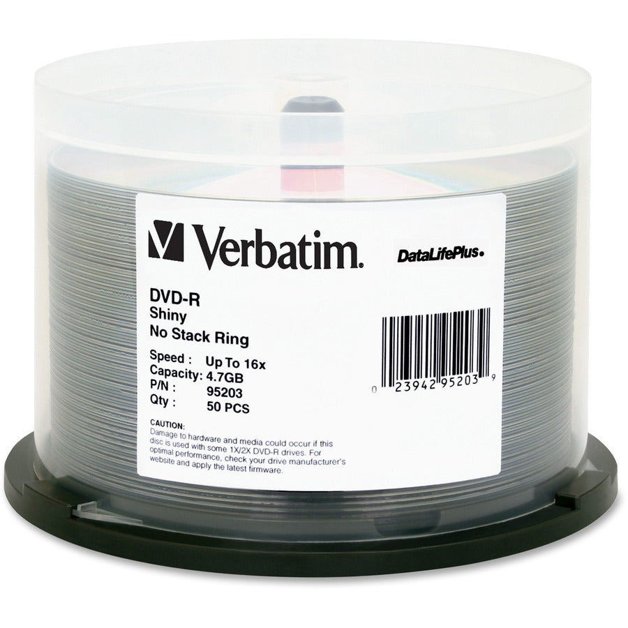 Verbatim DataLifePlus 95203 DVD Recordable Media - DVD-R - 16x - 4.70 GB - 50 Pack Spindle - Silver 95203
