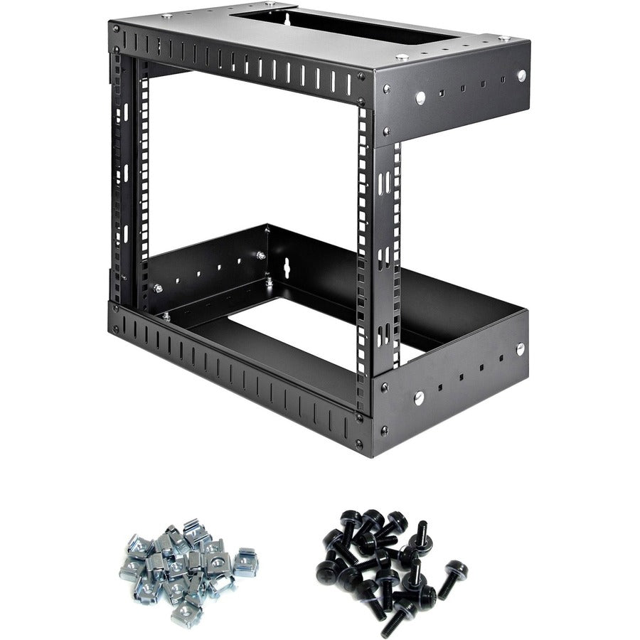 StarTech.com Rack réseau mural 8U 19" - Profondeur réglable 12-20" Cadre ouvert pour salle de serveurs/AV/données/équipement informatique avec écrous cage RK812WALLOA