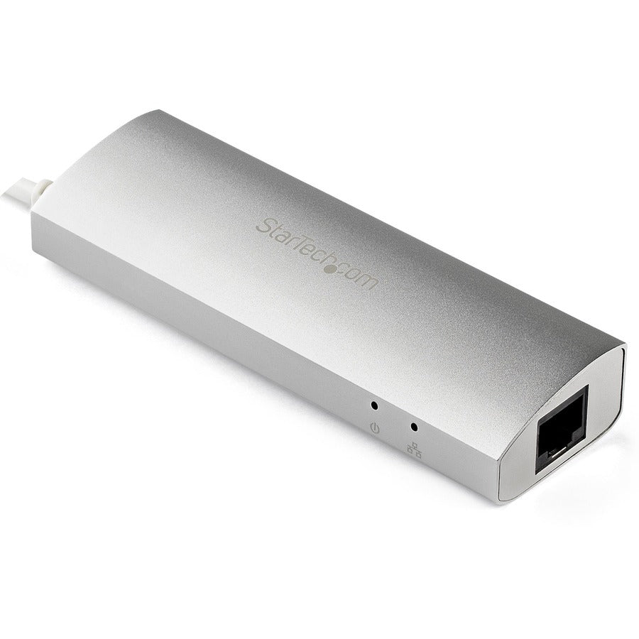 StarTech.com 3 Port Portable USB 3.0 Hub plus Gigabit Ethernet - Built-In Cable - Aluminum USB Hub with GbE Adapter ST3300G3UA
