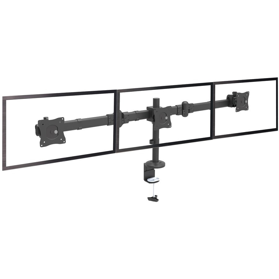 StarTech.com Desk Mount Triple Monitor Arm - 3 VESA 27" Displays - Ergonomic Height Adjustable Articulating Pole Mount - Clamp/Grommet ARMTRIO