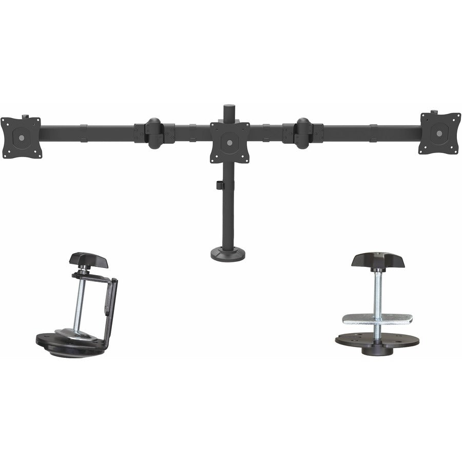 StarTech.com Bras triple pour moniteur de bureau – 3 écrans VESA 27" – Support sur poteau articulé ergonomique réglable en hauteur – Pince/œillet ARMTRIO