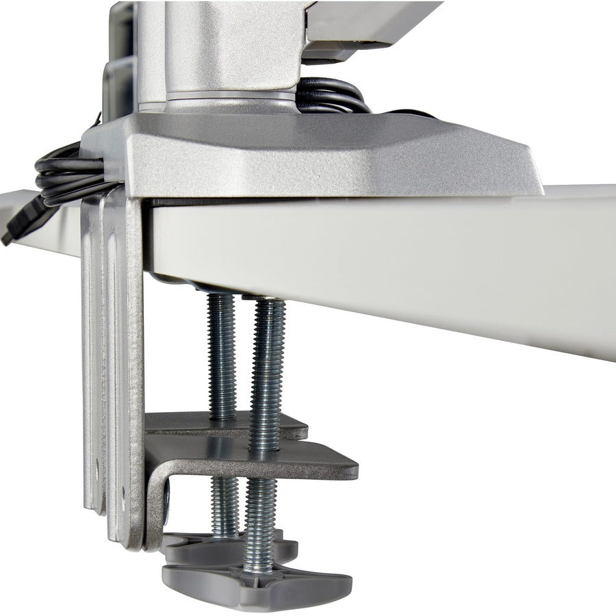 StarTech.com Desk Mount Dual Monitor Arm with USB & 3.5mm Audio - Desk Clamp Ergonomic VESA Mount for up to 32 inch Displays - Full Motion ARMSLIMDUOS