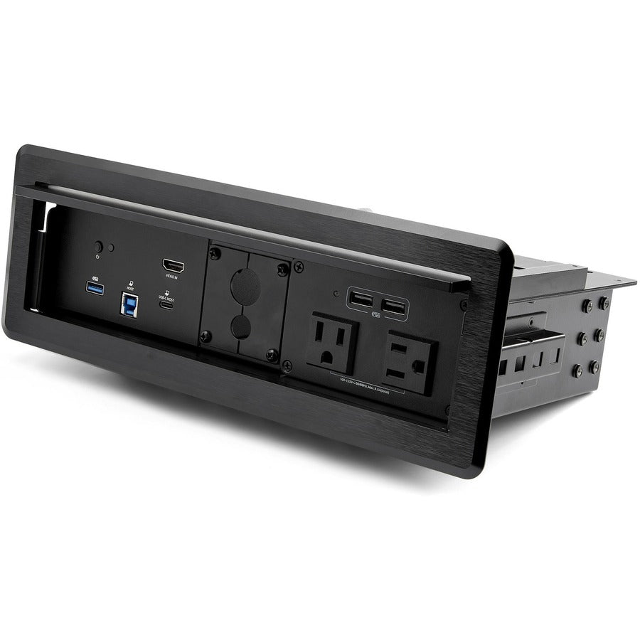 Station d'accueil pour salle de conférence StarTech.com avec alimentation ; Boîtier A/V de connectivité de table, station d'accueil universelle pour ordinateur portable, PD 60 W, prises secteur, KIT de chargement USBBXDOCKPNA