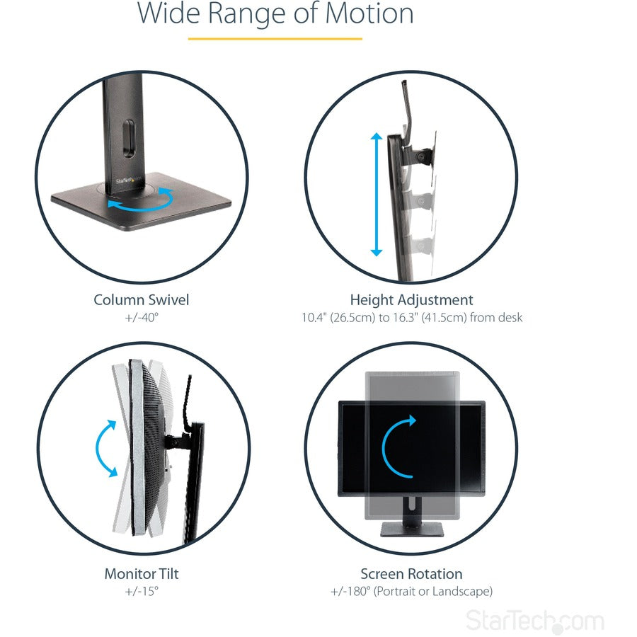 StarTech.com Support de moniteur simple sur pied, support de bureau ergonomique réglable en hauteur, pour écrans à montage VESA jusqu'à 32" (15 lb) FPPNEUSTND
