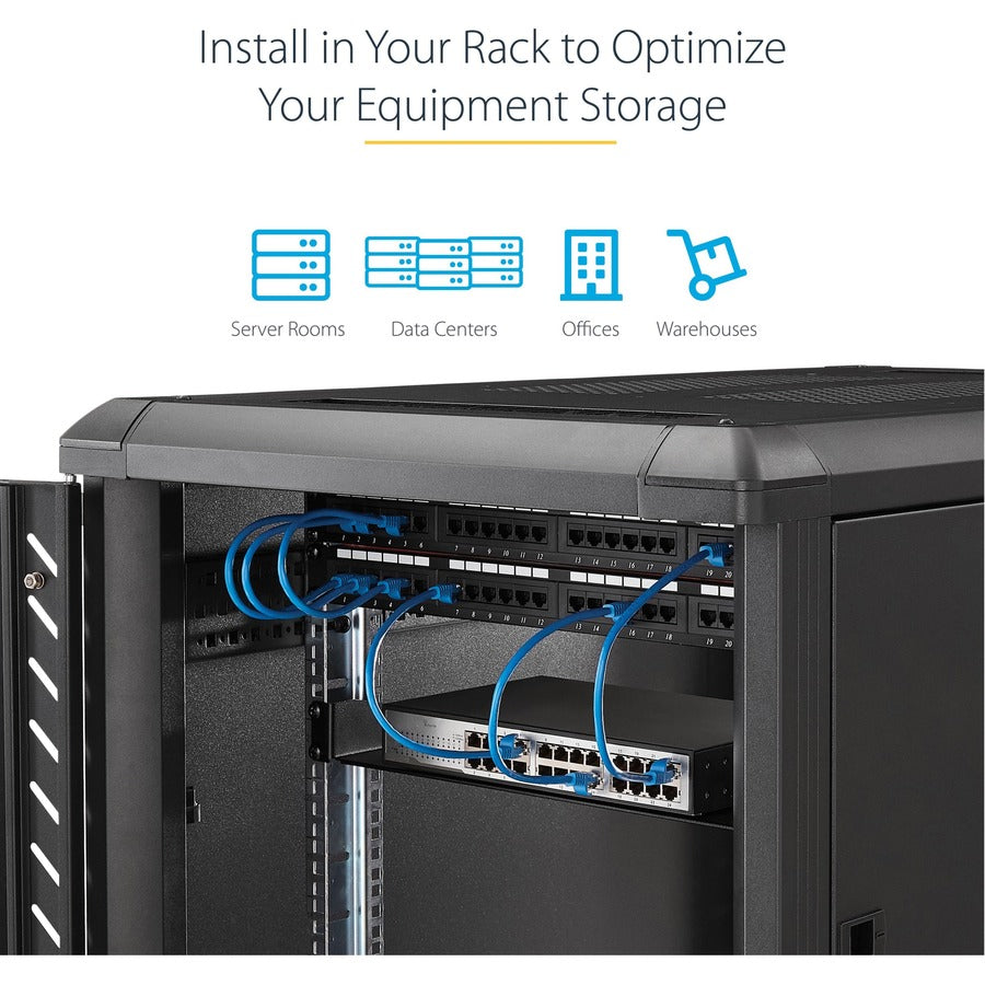 StarTech.com 2U 22in Rack Mount Cantilever Shelf - Fixed Server Rack Cabinet Shelf - 50lbs / 22kg CABSHELF22