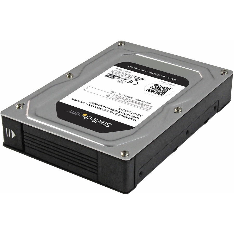 StarTech.com Boîtier adaptateur pour disque dur SATA double baie 2,5 pouces à 3,5 pouces avec RAID - Prend en charge SATA III et RAID 0, 1, Spanning, JBOD Aluminium 35SAT225S3R