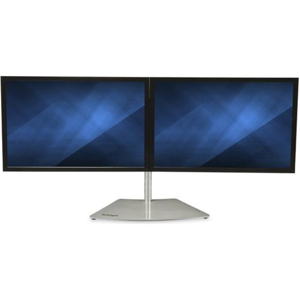 StarTech.com Support pour double écran – Support de bureau sur pied pour 2 écrans à montage VESA 24" – Hauteur synchronisée réglable – Argent ARMDUOSS