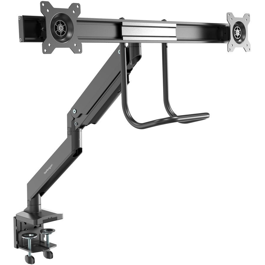 StarTech.com Desk Mount Dual Monitor Arm - Ergonomic VESA Mount 32" (17.6lb) Displays - Crossbar Handle for Full Motion - C-Clamp/Grommet ARMSLMBARDUO