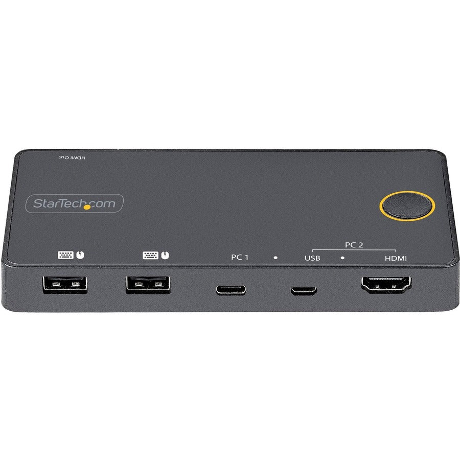 StarTech.com Commutateur KVM hybride USB-A + HDMI et USB-C 2 ports, moniteur HDMI 2.0 4K 60 Hz unique, commutateur KVM HDMI compact pour ordinateur de bureau et/ou ordinateur portable SV221HUC4K