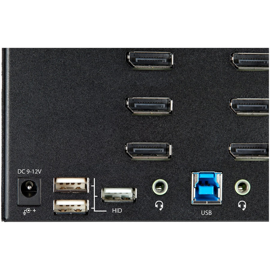 StarTech.com Commutateur KVM DisplayPort 2 ports pour quatre moniteurs 4K 60 Hz UHD HDR, commutateur KVM DP 1.2, hub USB 3.0 2 ports, 4 ports USB HID, audio, raccourci clavier SV231QDPU34K