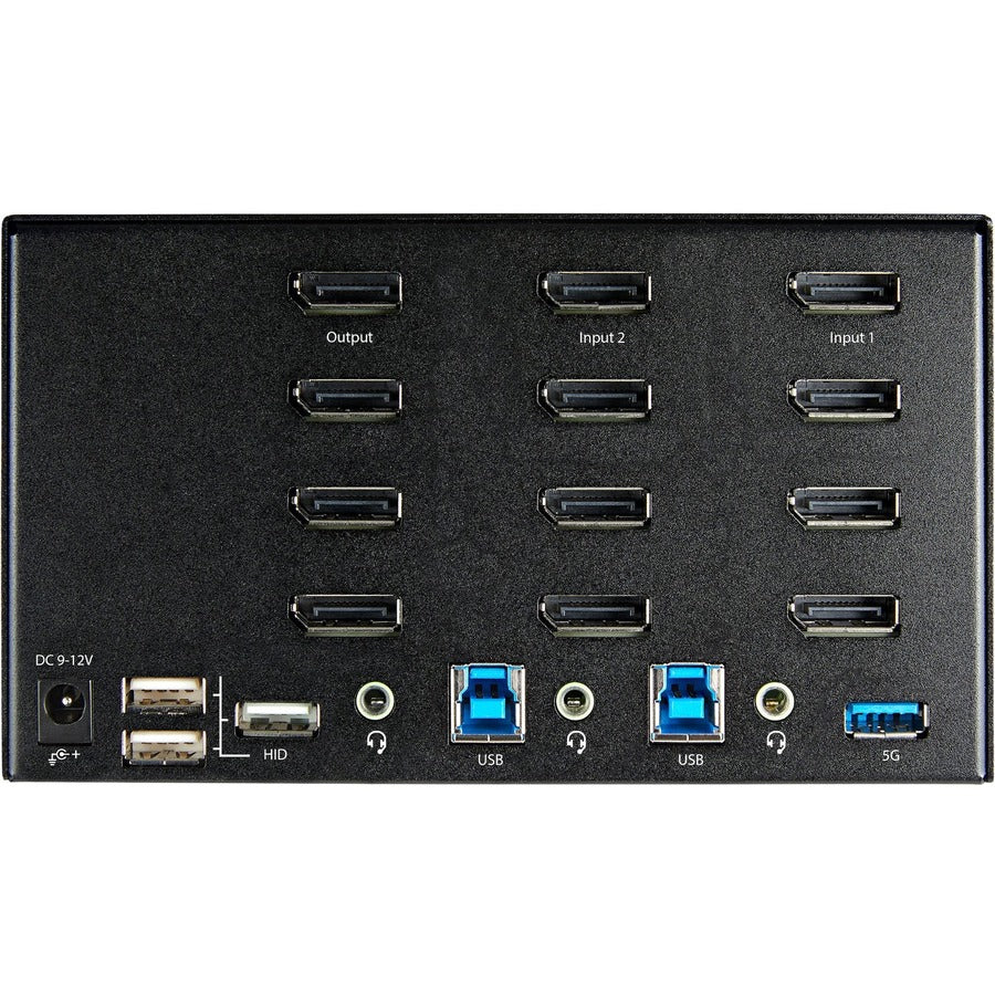 StarTech.com Commutateur KVM DisplayPort 2 ports pour quatre moniteurs 4K 60 Hz UHD HDR, commutateur KVM DP 1.2, hub USB 3.0 2 ports, 4 ports USB HID, audio, raccourci clavier SV231QDPU34K