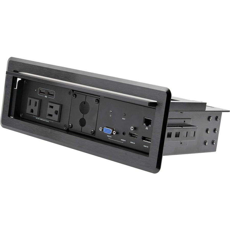 StarTech.com Boîte de table de conférence pour connectivité AV et chargement, 4K HDMI/DP ou VGA, GbE, audio, centre d'alimentation avec 2 prises USB et 2 prises CA UL KITBXAVHDPNA