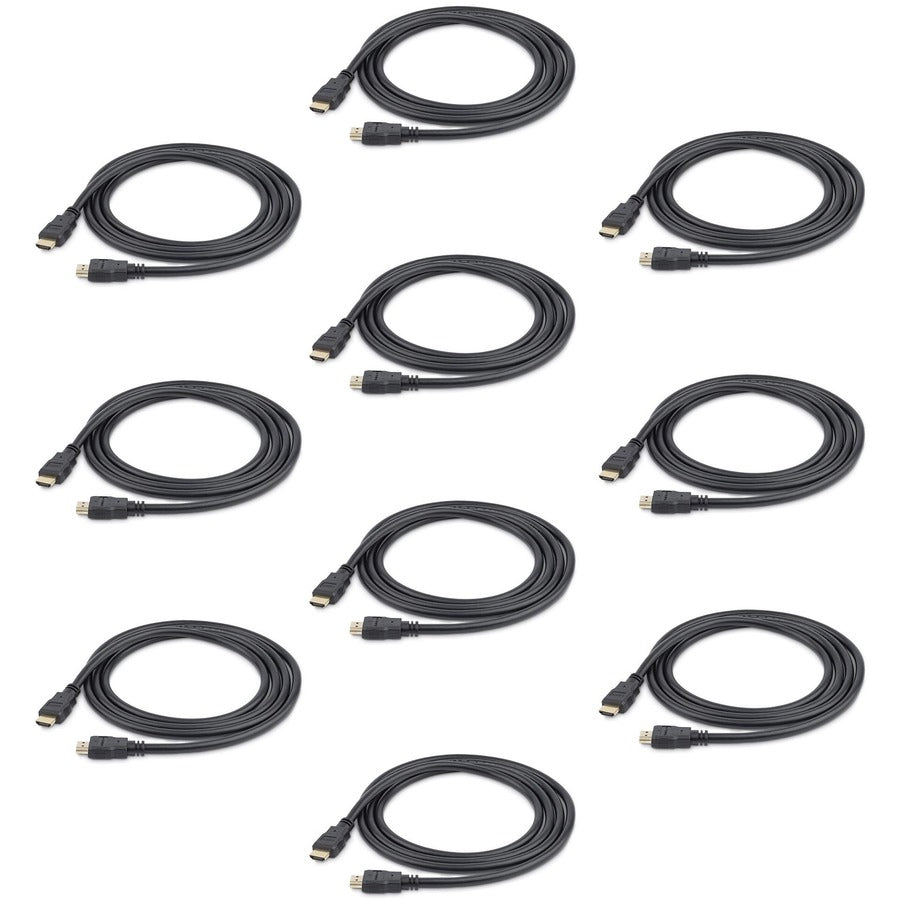 Startech Lot de 10 câbles HDMI 1,8 m, câble HDMI 4K haute vitesse avec Ethernet, vidéo Ultra HD 4K 30 Hz, cordon de moniteur HDMI 1.4 noir HDMM610PK