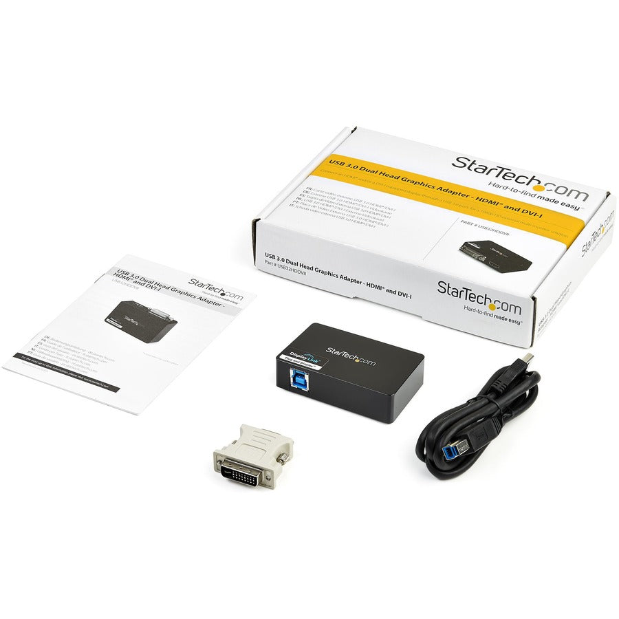 StarTech.com USB 3.0 to HDMI® and DVI Dual Monitor External Video Card Adapter USB32HDDVII