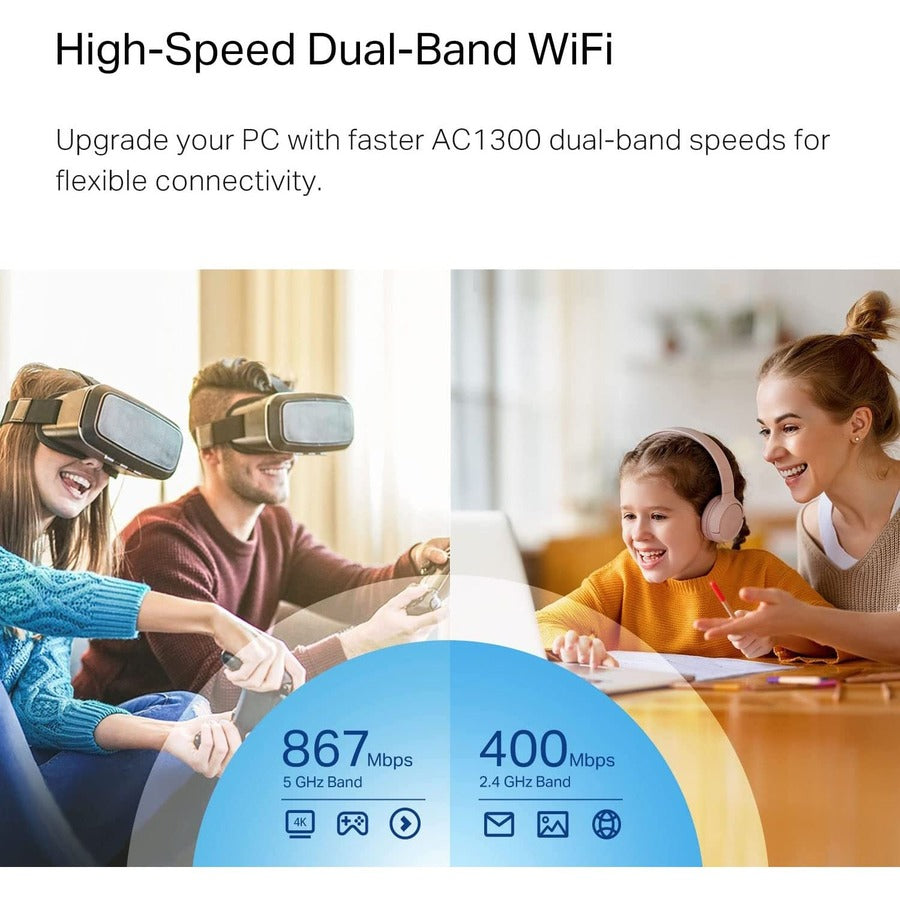 TP-Link Archer T3U Nano - Adaptateur WiFi USB Nano double bande AC1300 2.4G/5G pour PC Archer T3U Nano