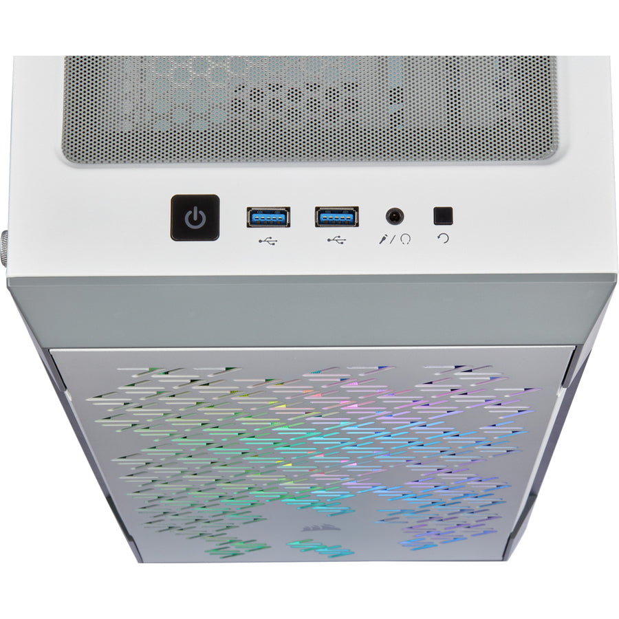 Boîtier intelligent moyenne tour en verre trempé Corsair iCUE 220T RGB Airflow - Blanc CC-9011174-WW