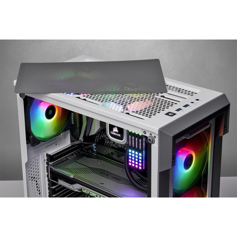 Boîtier intelligent moyenne tour en verre trempé Corsair iCUE 220T RGB Airflow - Blanc CC-9011174-WW