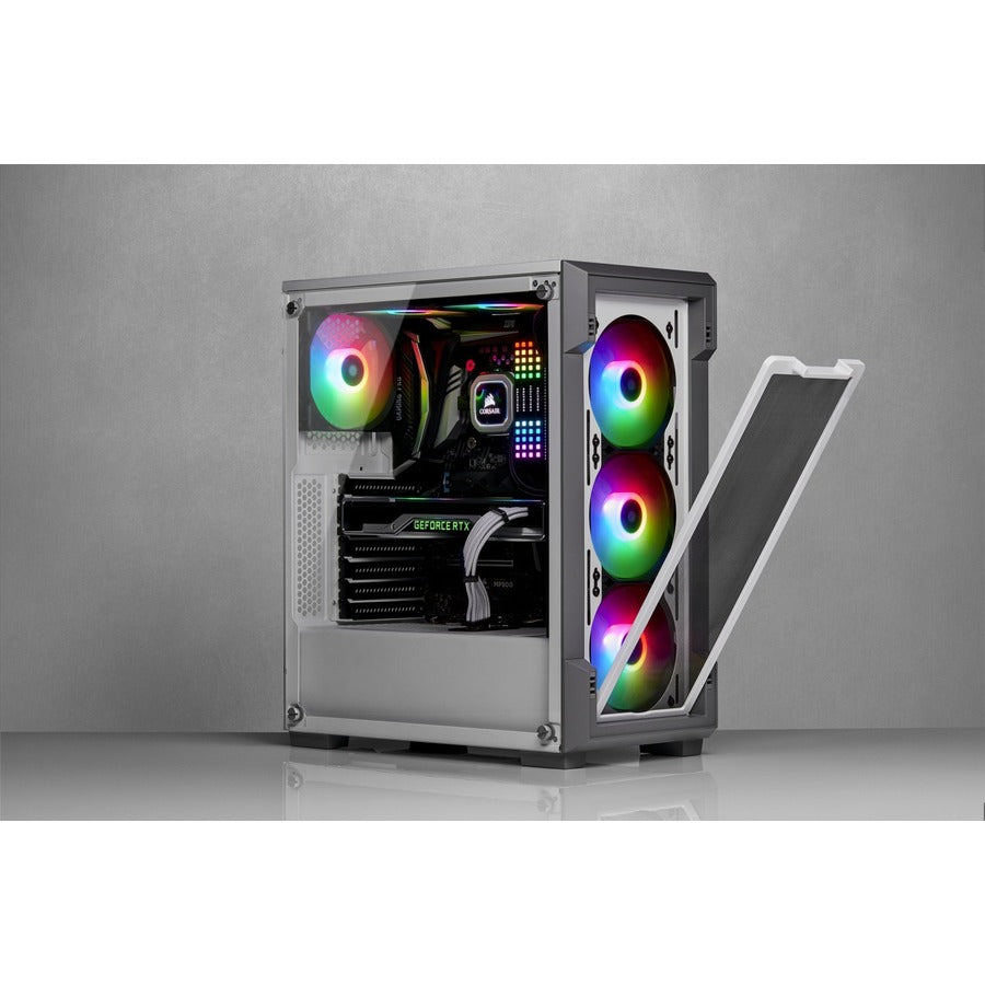Boîtier intelligent moyenne tour en verre trempé Corsair iCUE 220T RGB Airflow - Blanc CC-9011174-WW