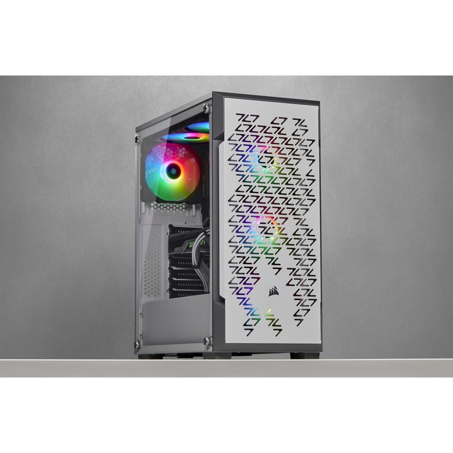 Boîtier intelligent moyenne tour en verre trempé Corsair iCUE 220T RGB Airflow - Blanc CC-9011174-WW