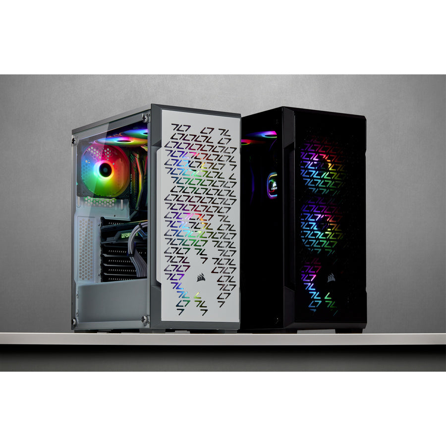 Boîtier intelligent moyenne tour en verre trempé Corsair iCUE 220T RGB Airflow - Blanc CC-9011174-WW