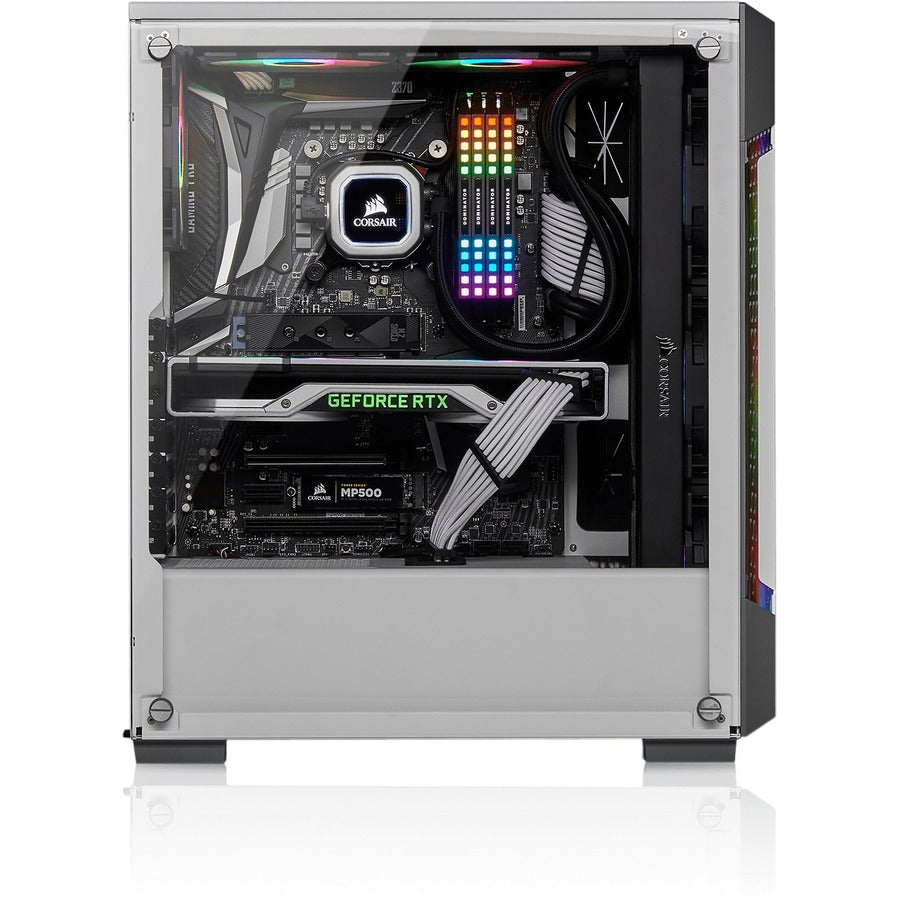 Boîtier intelligent moyenne tour en verre trempé Corsair iCUE 220T RGB Airflow - Blanc CC-9011174-WW