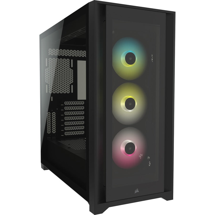 Boîtier intelligent pour PC ATX moyenne tour Corsair iCUE 5000X RGB en verre trempé - Noir CC-9011212-WW
