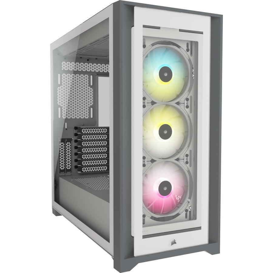 Boîtier intelligent pour PC ATX moyenne tour Corsair iCUE 5000X RGB en verre trempé - Blanc CC-9011213-WW