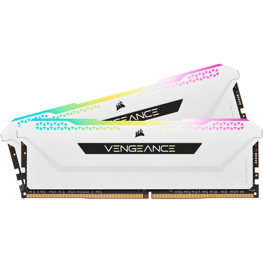 Corsair Vengeance RGB Pro SL 32GB (2 x 16GB) DDR4 DRAM 3600MHz C18 Memory Kit - White CMH32GX4M2D3600C18W