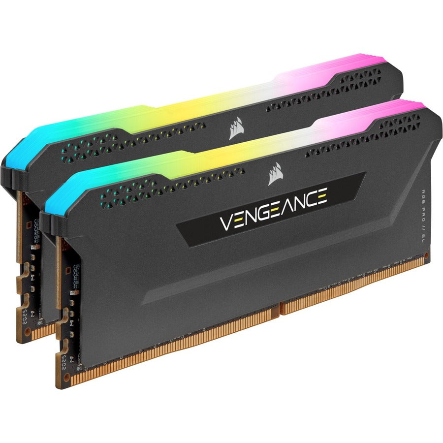 Kit de mémoire Corsair Vengeance RGB Pro SL 32 Go (2 x 16 Go) DDR4 DRAM 3 200 MHz C16 - Noir CMH32GX4M2E3200C16