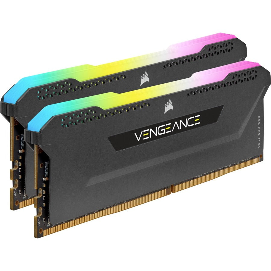 Corsair Vengeance RGB Pro SL 32GB (2 x 16GB) DDR4 DRAM 3600MHz C18 Memory Kit - Black CMH32GX4M2D3600C18