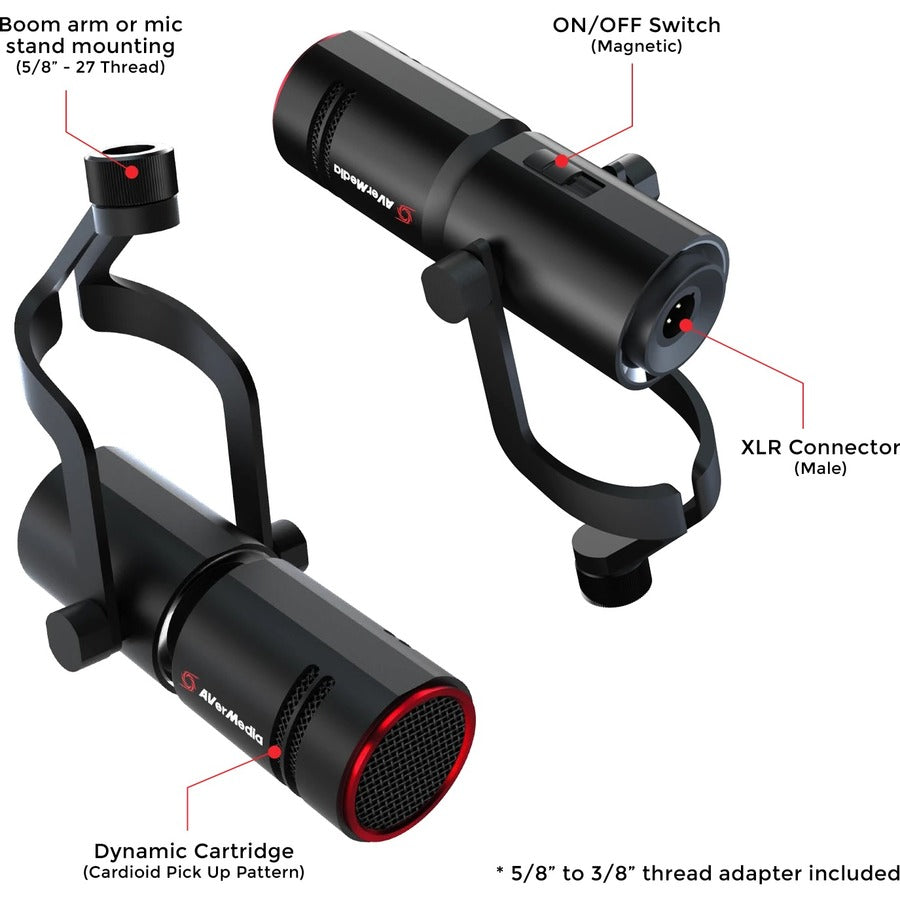 AVerMedia Live Streamer MIC 330 Microphone dynamique filaire AM330