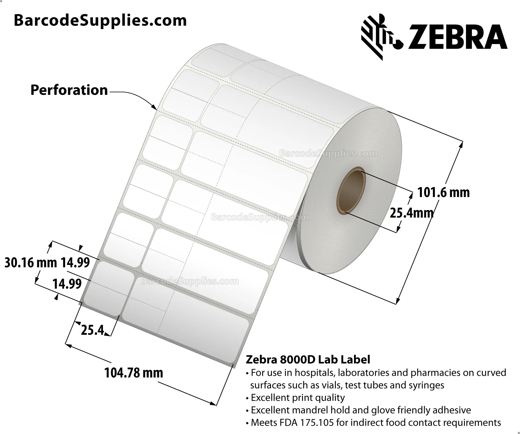 Zebra 8000D Thermal Label 10012148