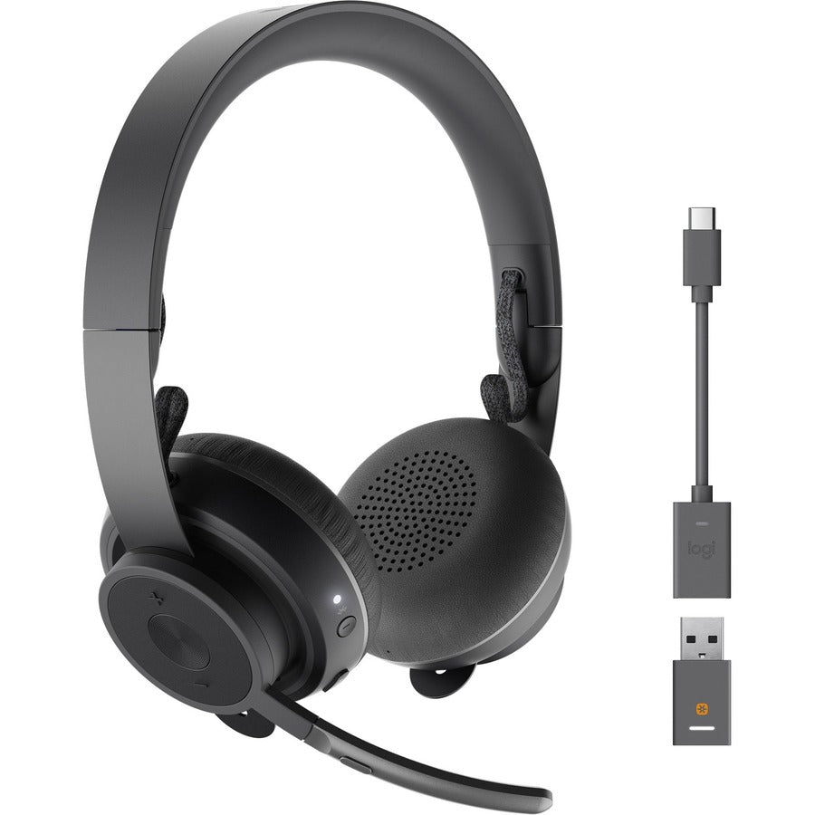 Casque Bluetooth sans fil supra-auriculaire Logitech Zone 900 avec microphone antibruit avancé, connectez jusqu'à 6 appareils sans fil avec un récepteur, accès rapide à l'ANC et au Bluetooth 981-001100