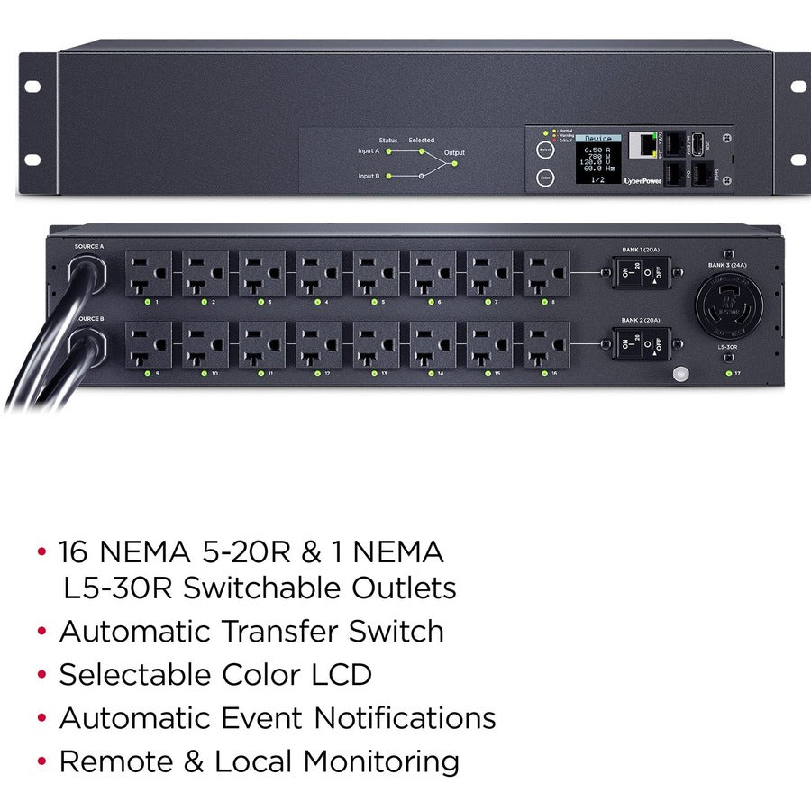 CyberPower Metered ATS PDU PDU44003 17-Outlets PDU PDU44003