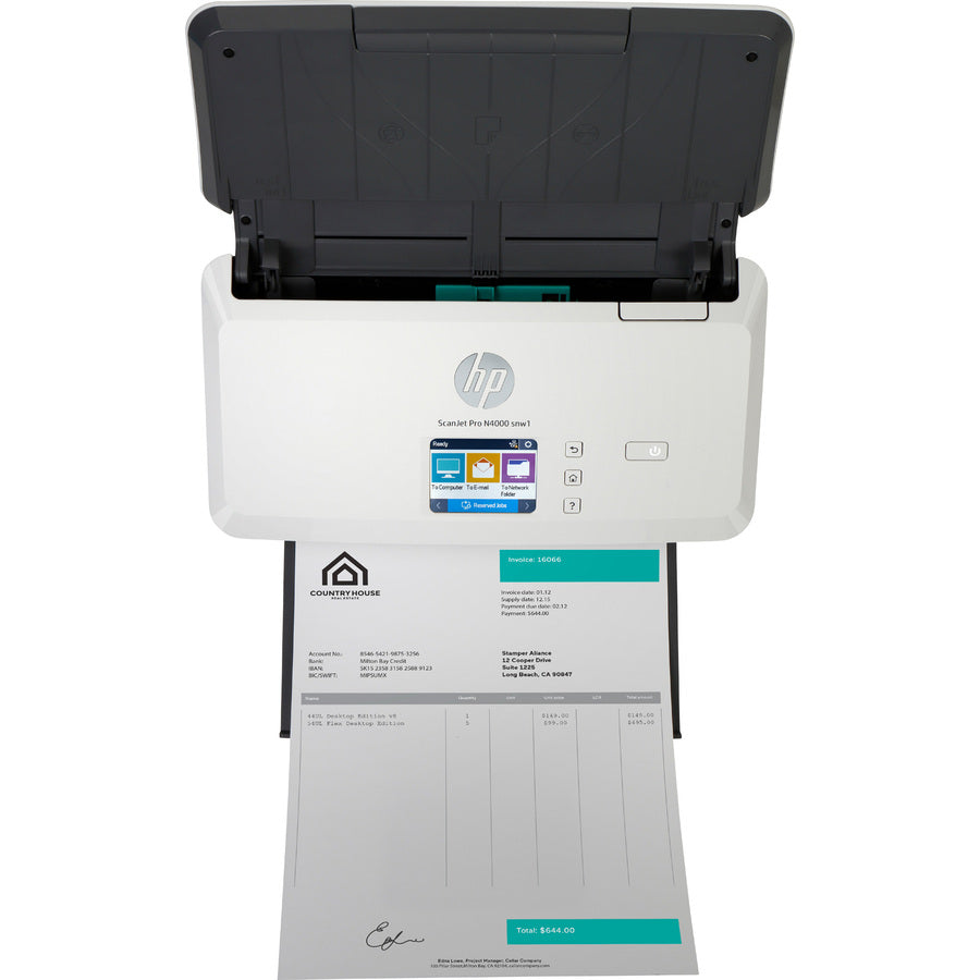HP ScanJet Pro N4000 Sheetfed Scanner - 600 x 600 dpi Optical 6FW08A#BGJ